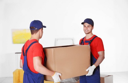 Domestic move in Millwall with boxes and furniture being loaded